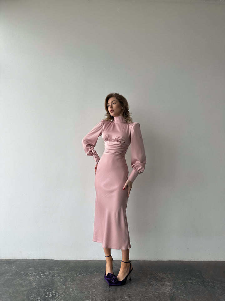 Raya Silk Open Back Dress Dusty Pink