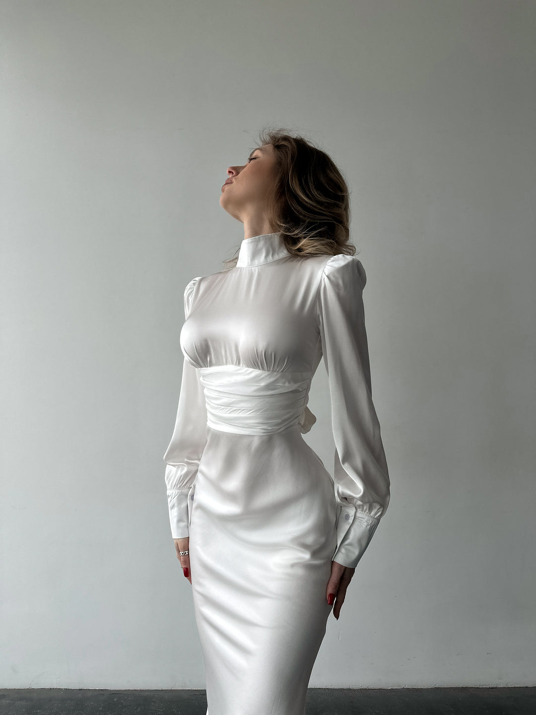 Raya Silk Open Back Dress White