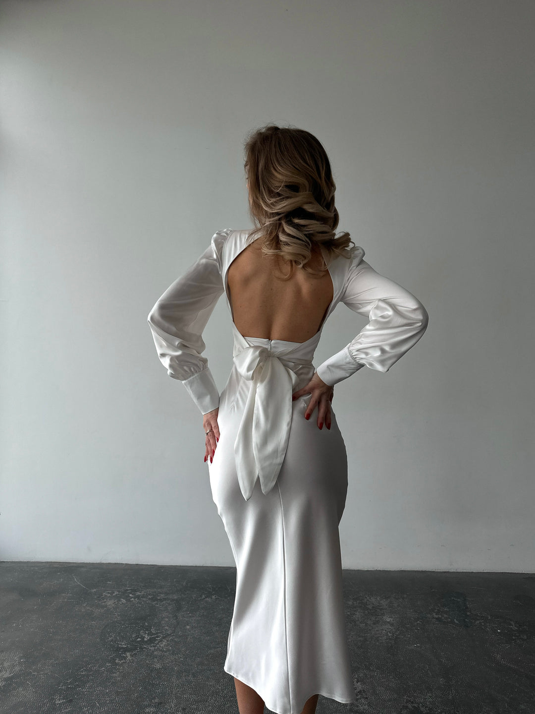 Raya Silk Open Back Dress White