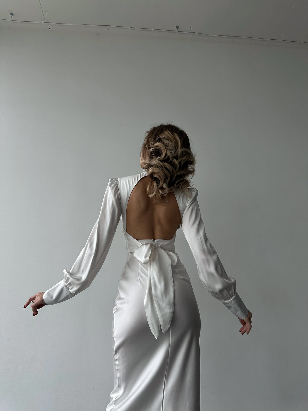 Raya Silk Open Back Dress White