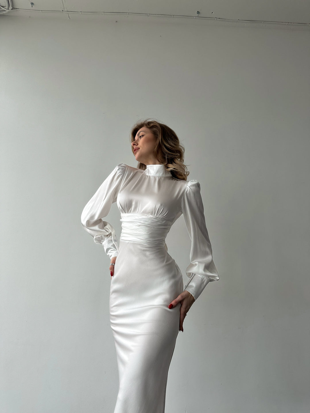 Raya Silk Open Back Dress White