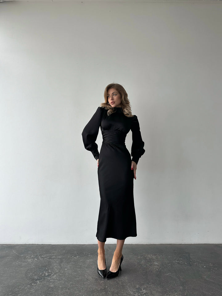 black dress for wedding guest front view