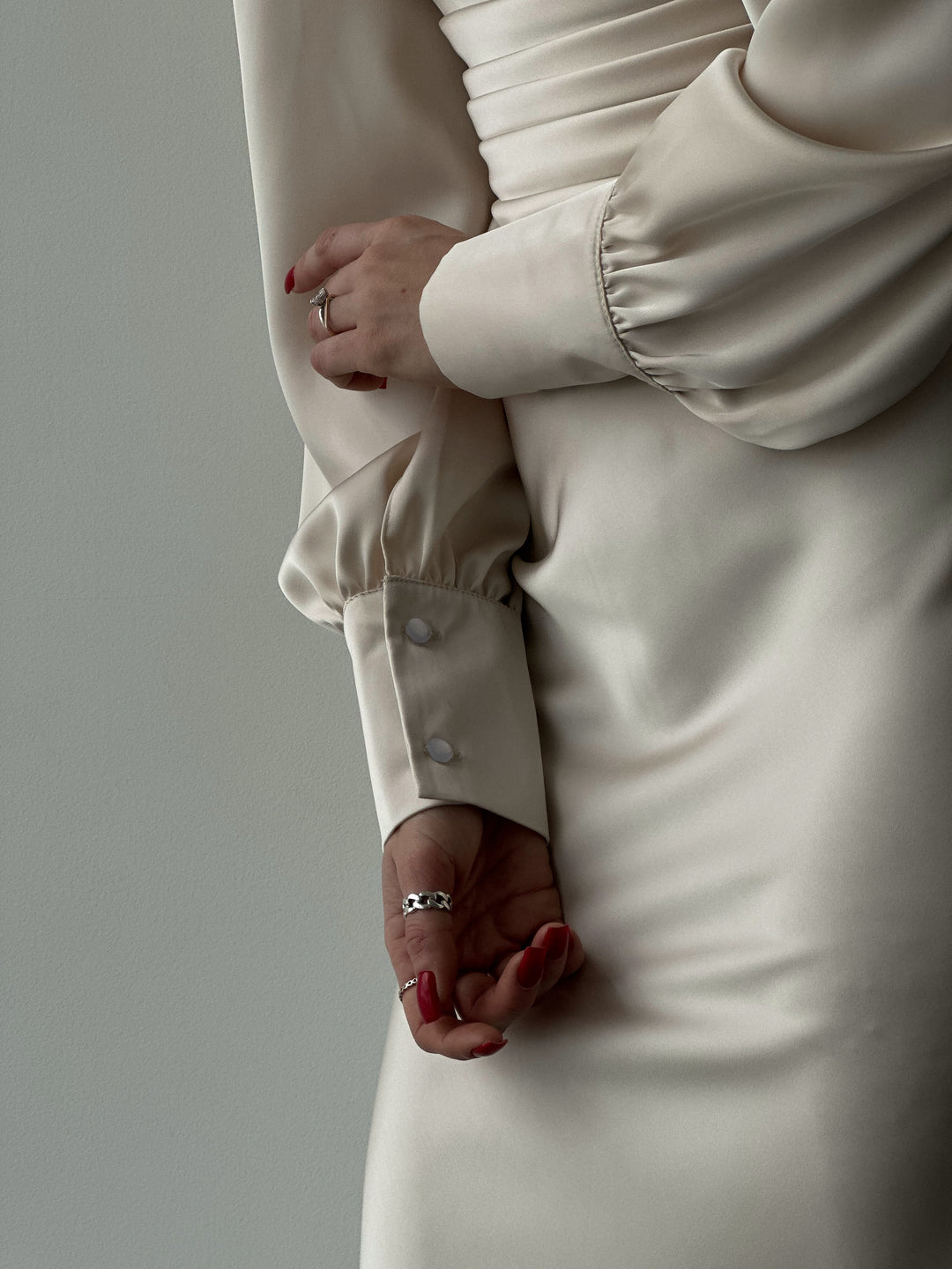 Raya Silk Open Back Dress Ivory