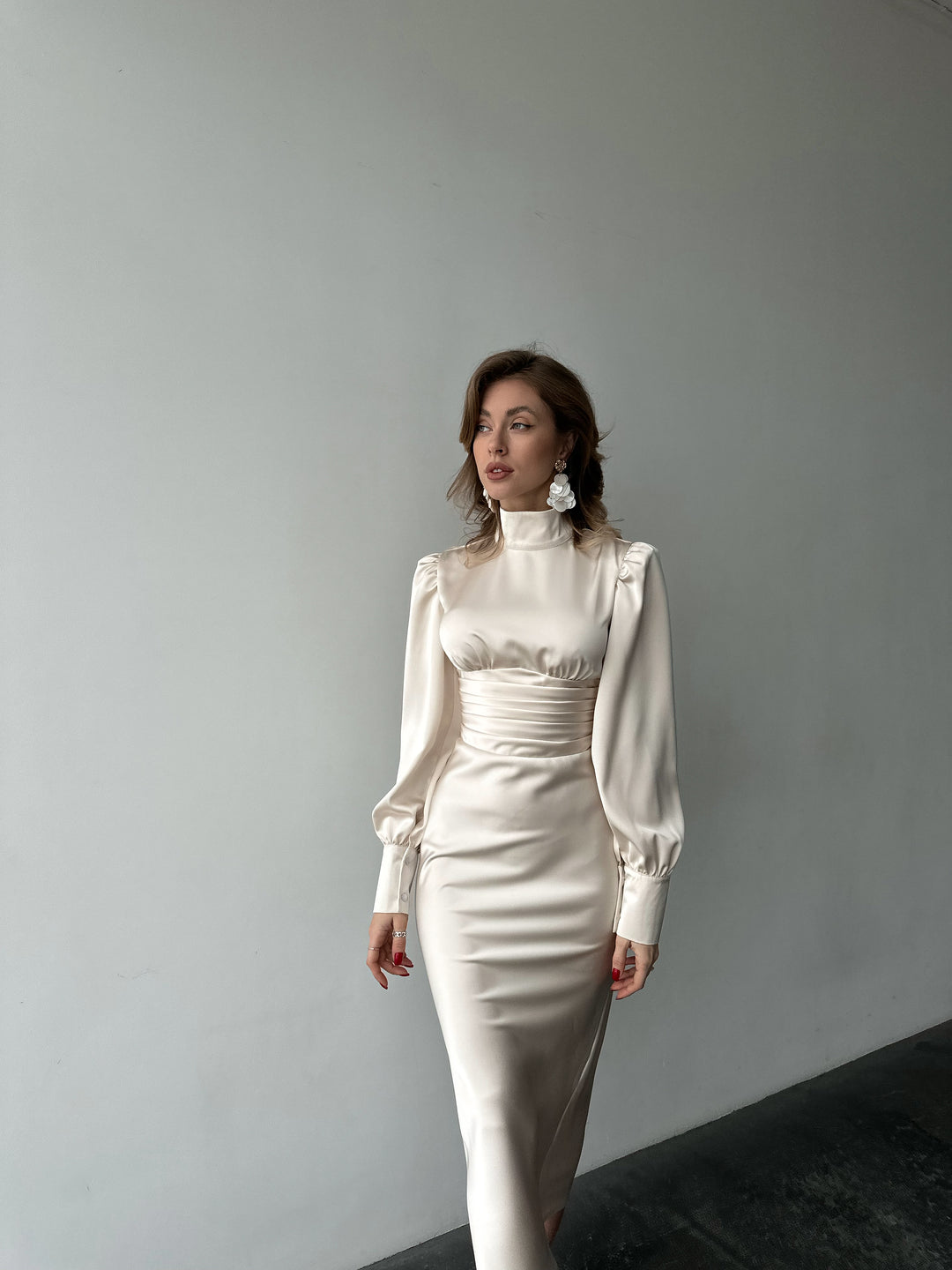 Raya Silk Open Back Dress Ivory