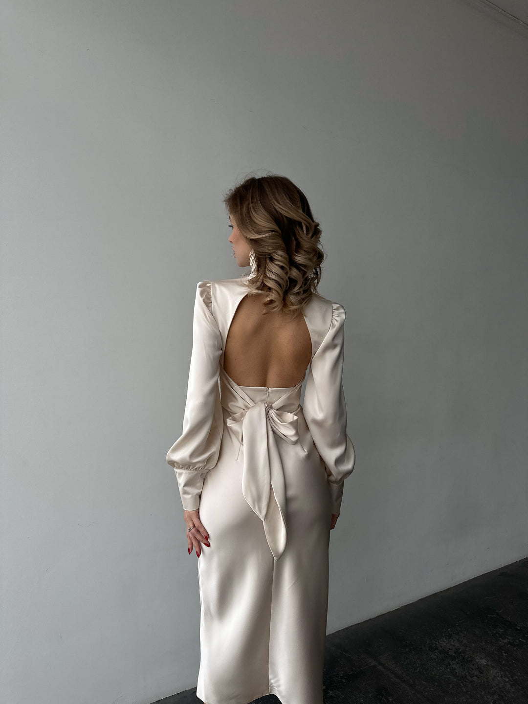 Raya Silk Open Back Dress Ivory
