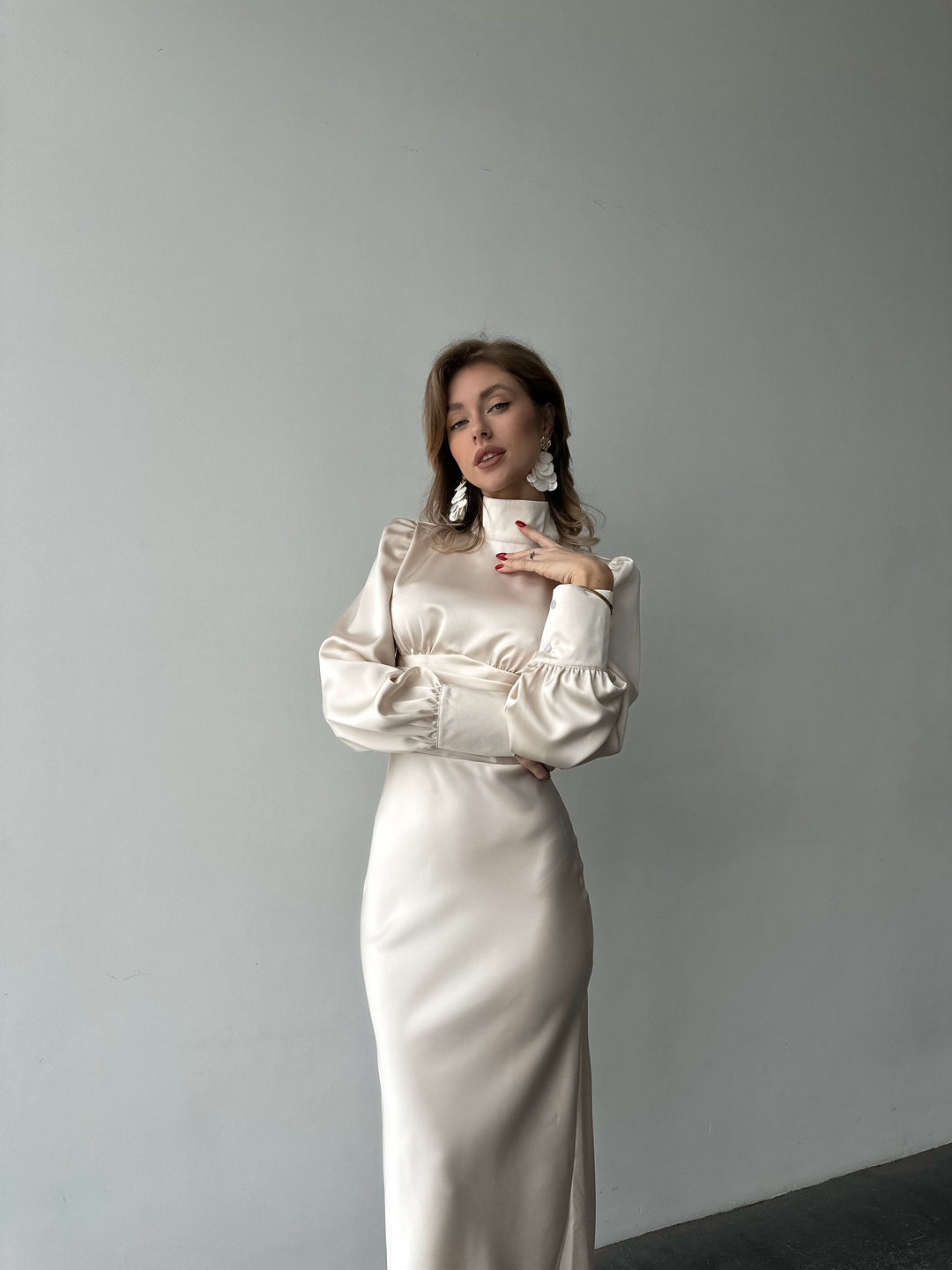 Raya Silk Open Back Dress Ivory