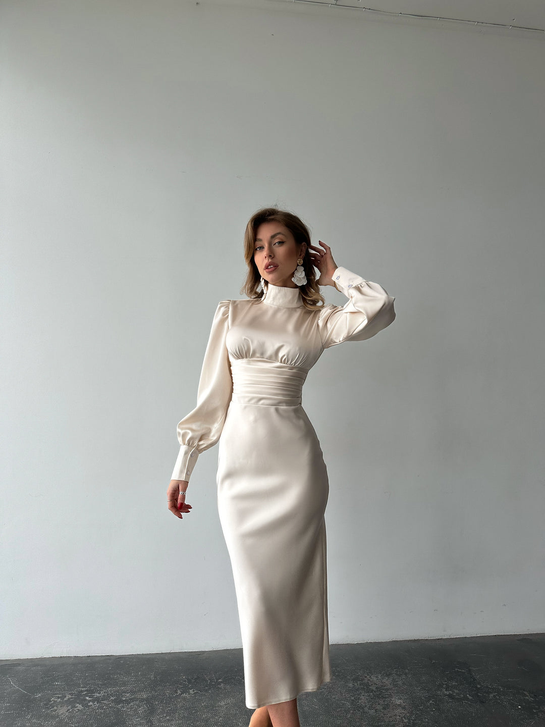 Raya Silk Open Back Dress Ivory