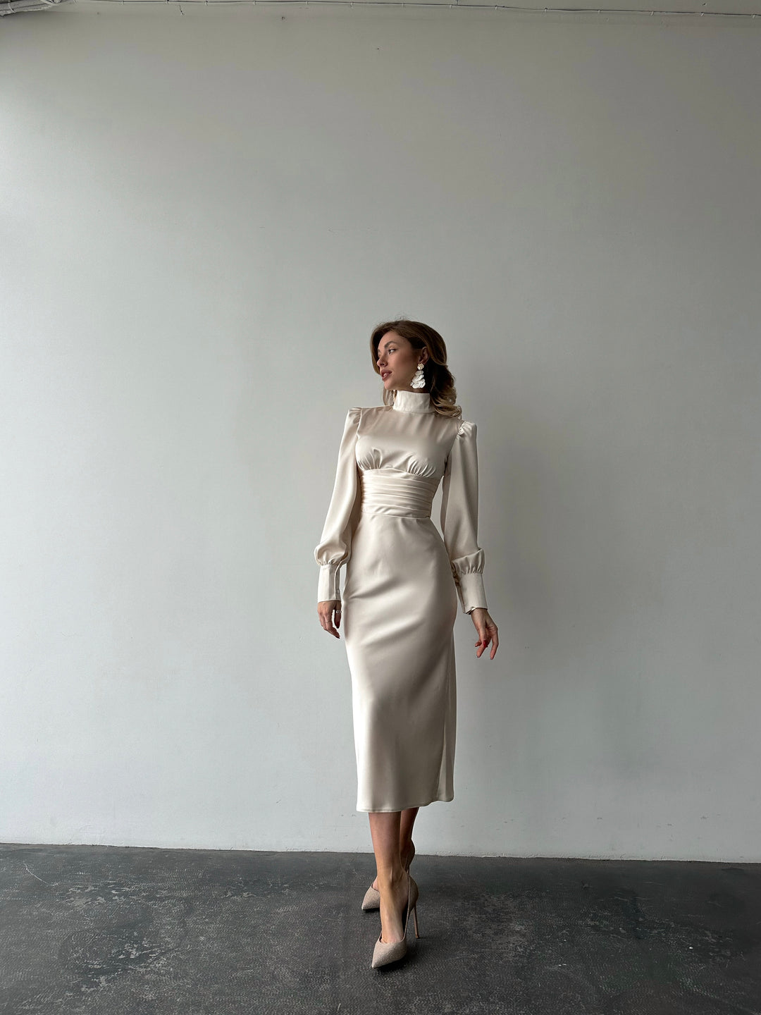 Raya Silk Open Back Dress Ivory