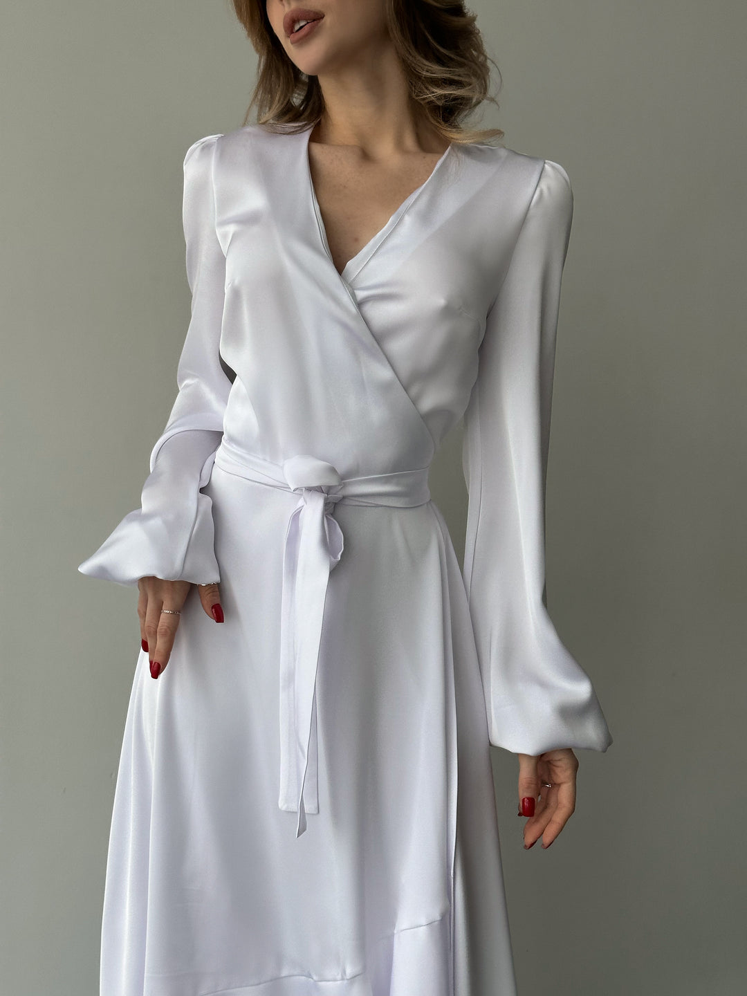 Bella Silk Wrap Dress White