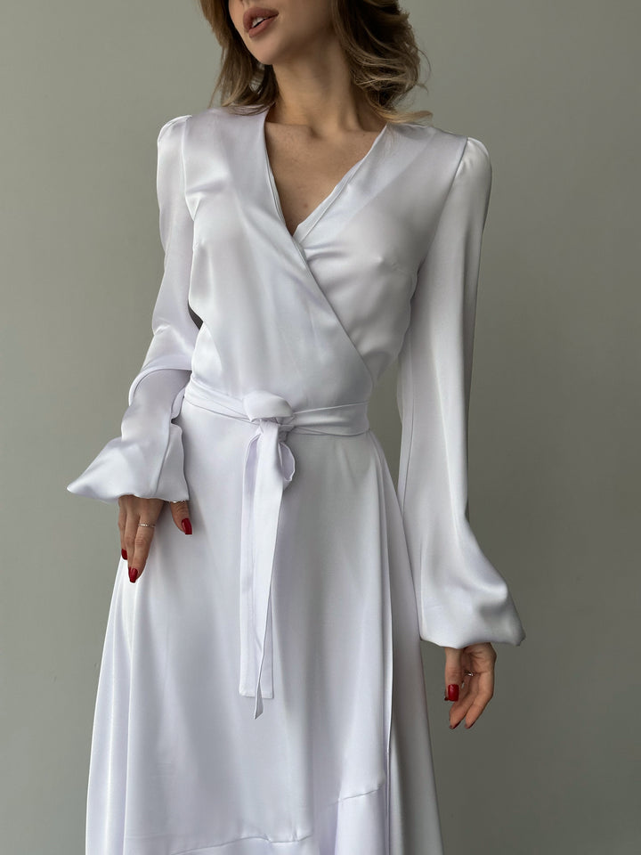 Bella Silk Wrap Dress White