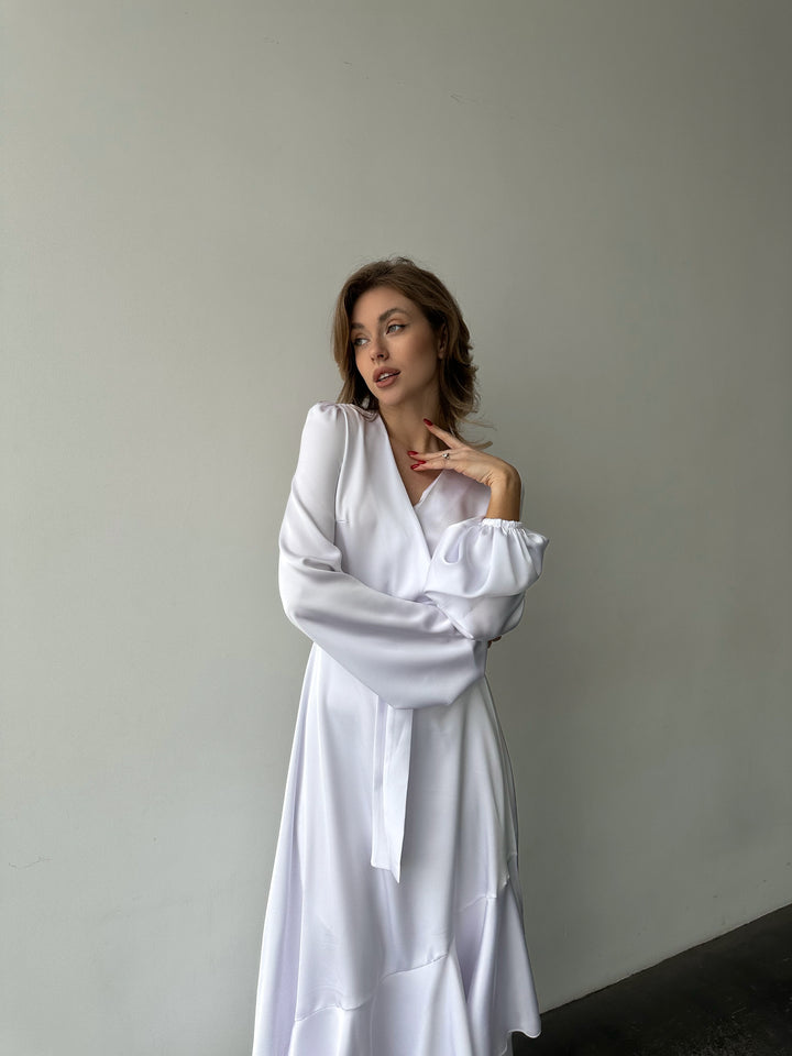 Bella Silk Wrap Dress White
