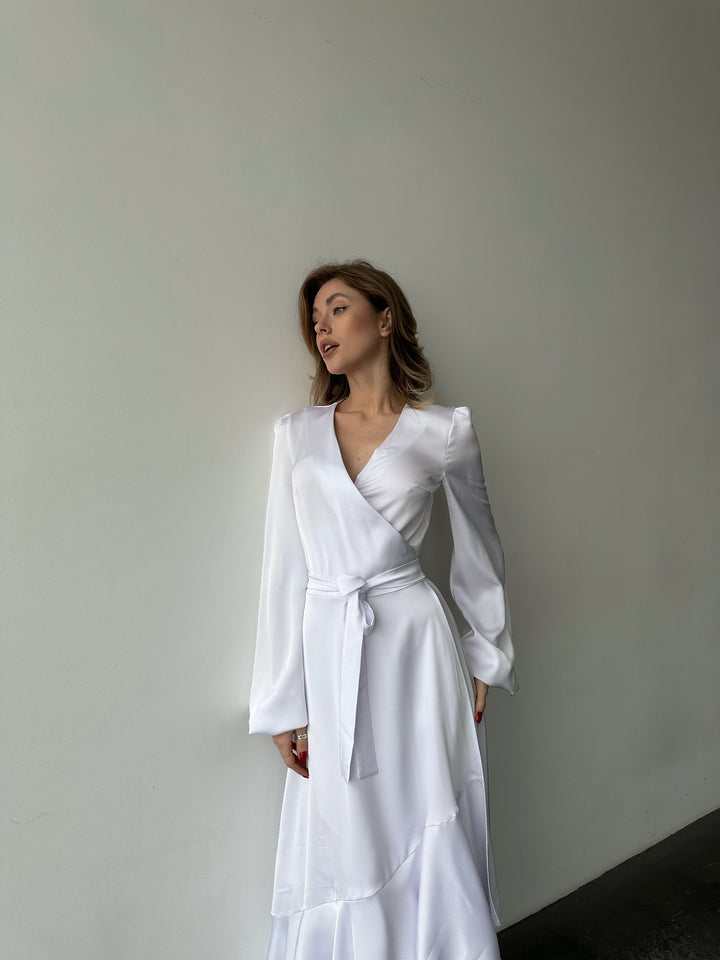 Bella Silk Wrap Dress White