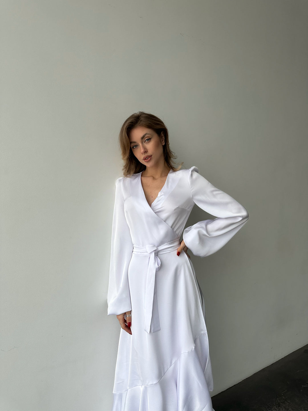 Bella Silk Wrap Dress White