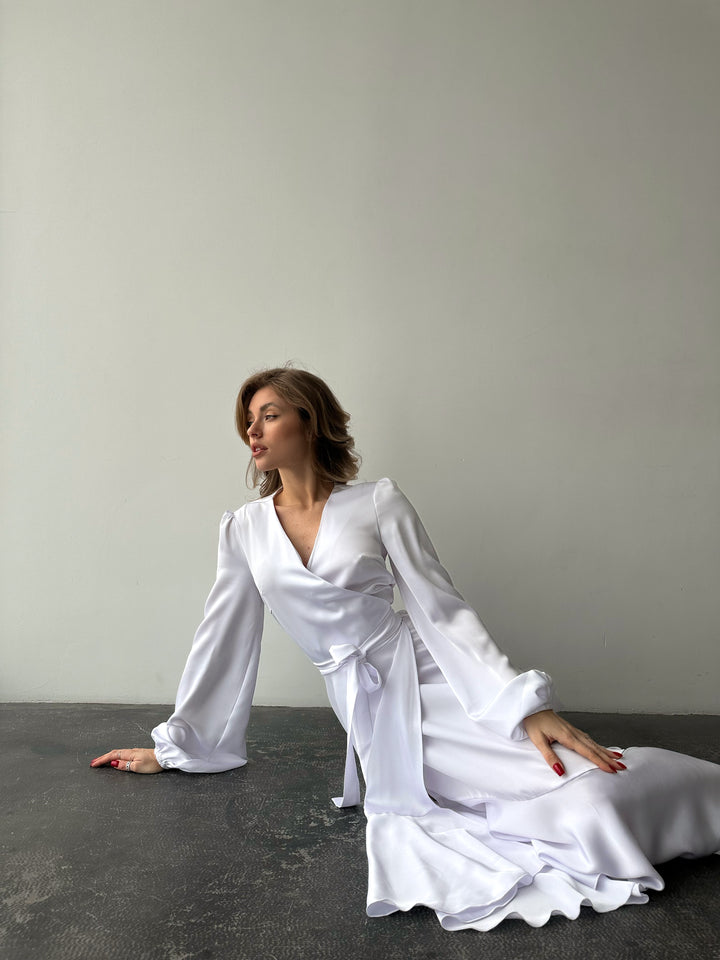 Bella Silk Wrap Dress White