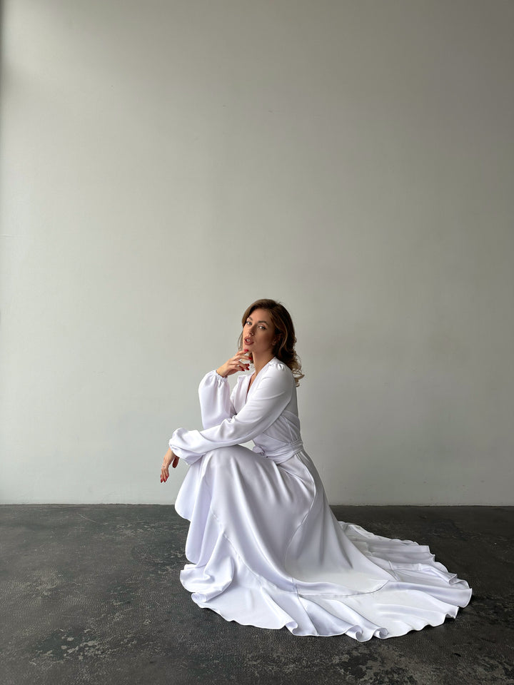 Bella Silk Wrap Dress White