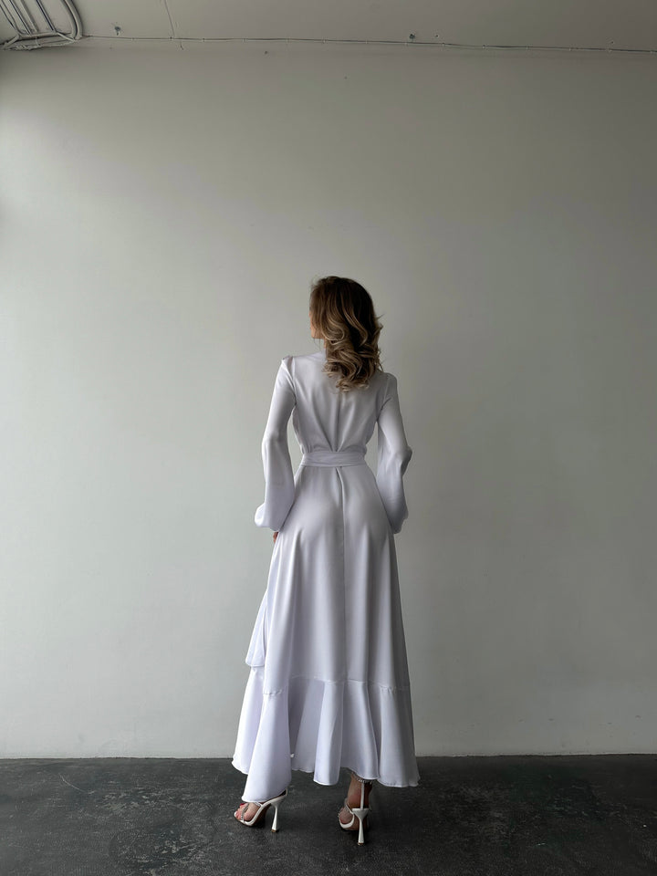 Bella Silk Wrap Dress White