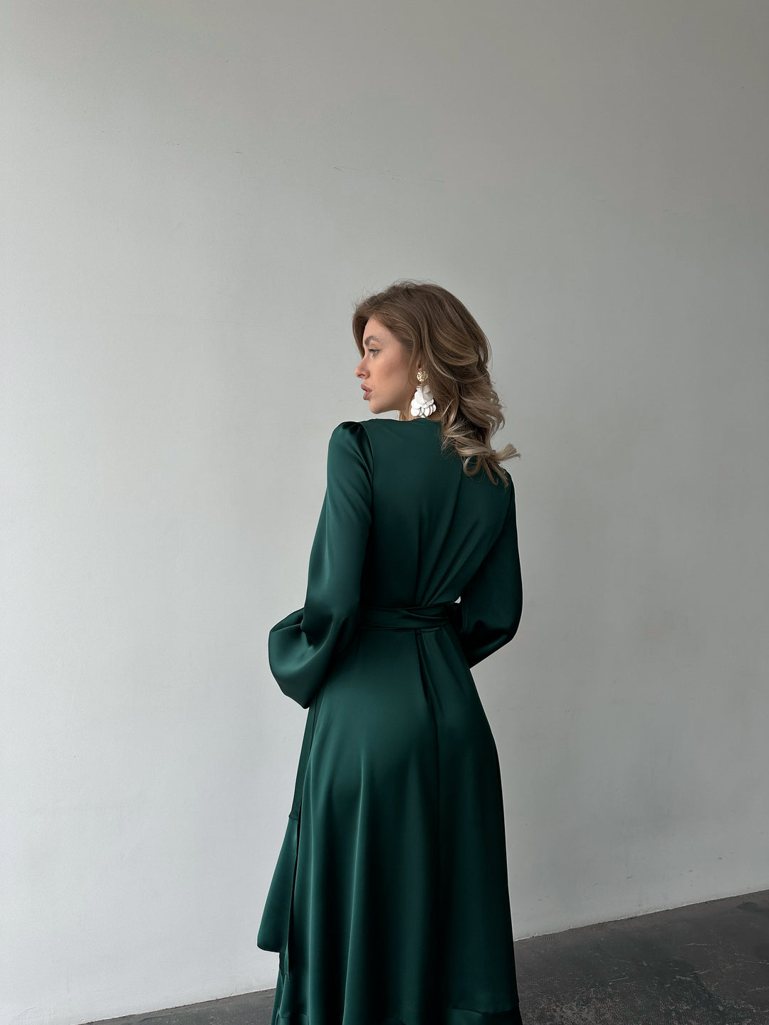 Bella Silk Wrap Dress Emerald Green