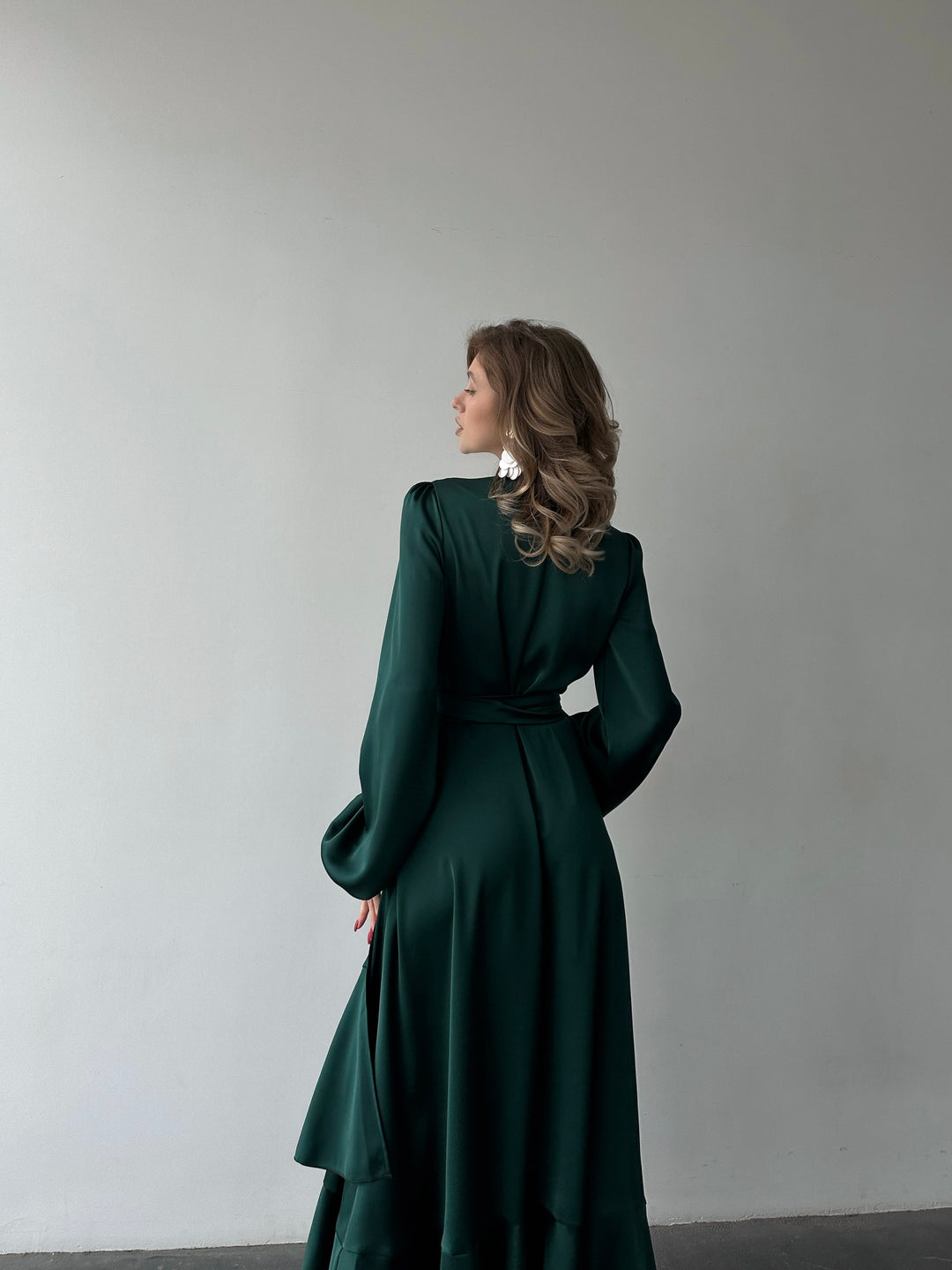 Bella Silk Wrap Dress Emerald Green