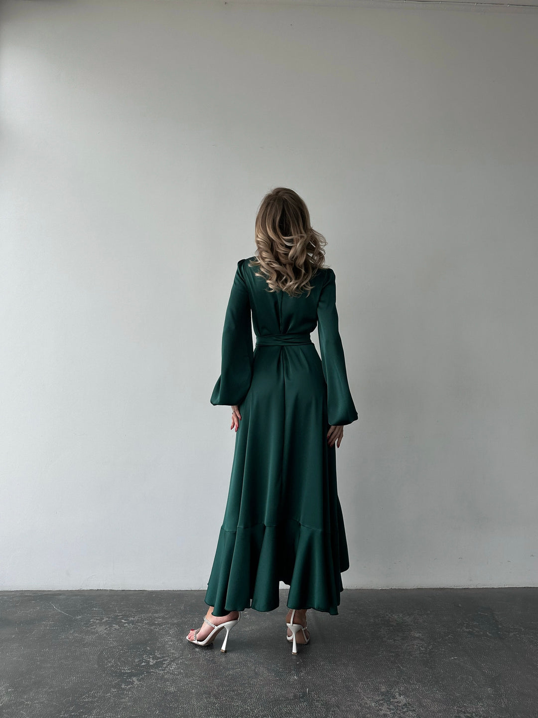 Bella Silk Wrap Dress Emerald Green