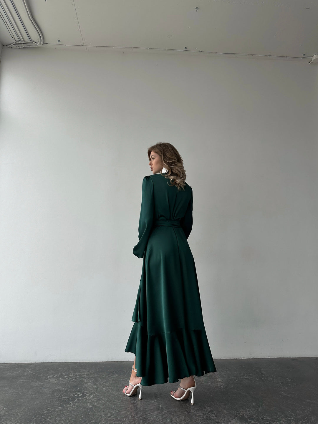 Bella Silk Wrap Dress Emerald Green