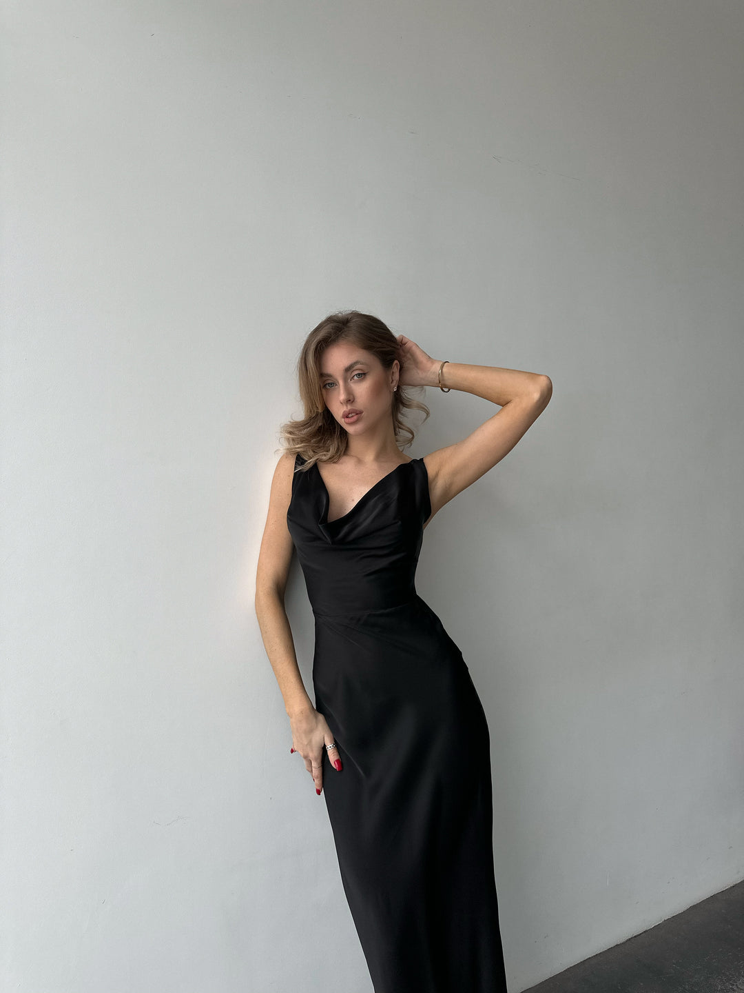 Angel Maxi Silk slip Dress Black