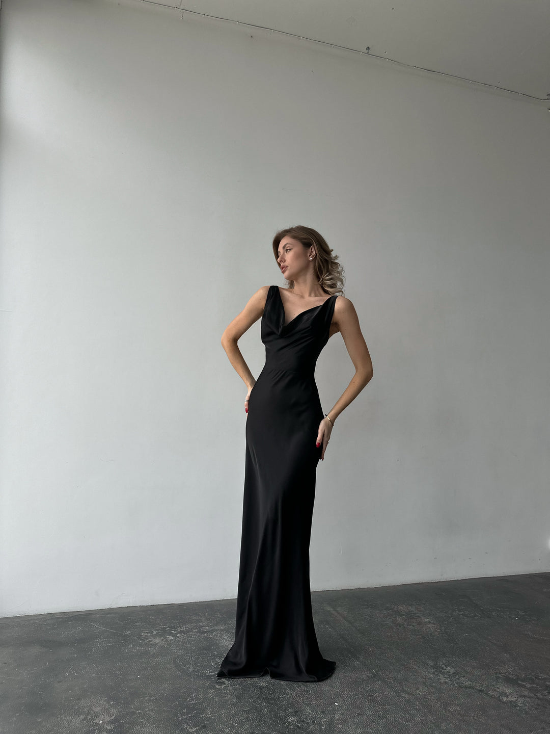 Angel Maxi Silk slip Dress Black