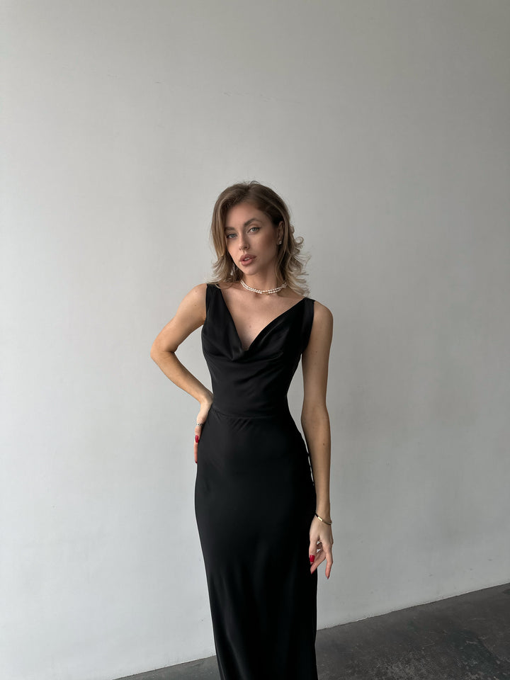 Angel Maxi Silk slip Dress Black
