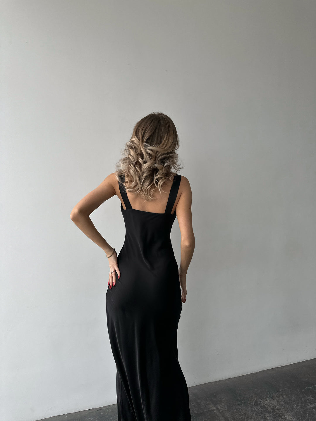 Angel Maxi Silk slip Dress Black