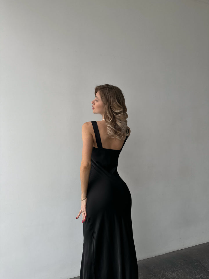 Angel Maxi Silk slip Dress Black