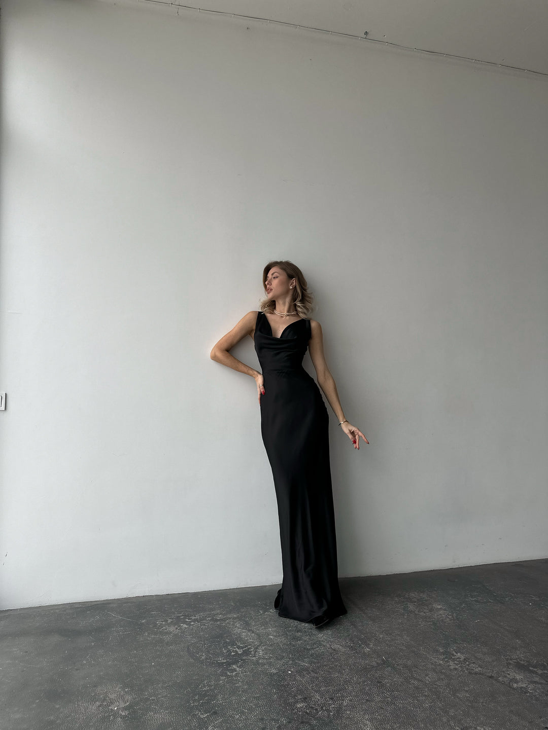 Angel Maxi Silk slip Dress Black