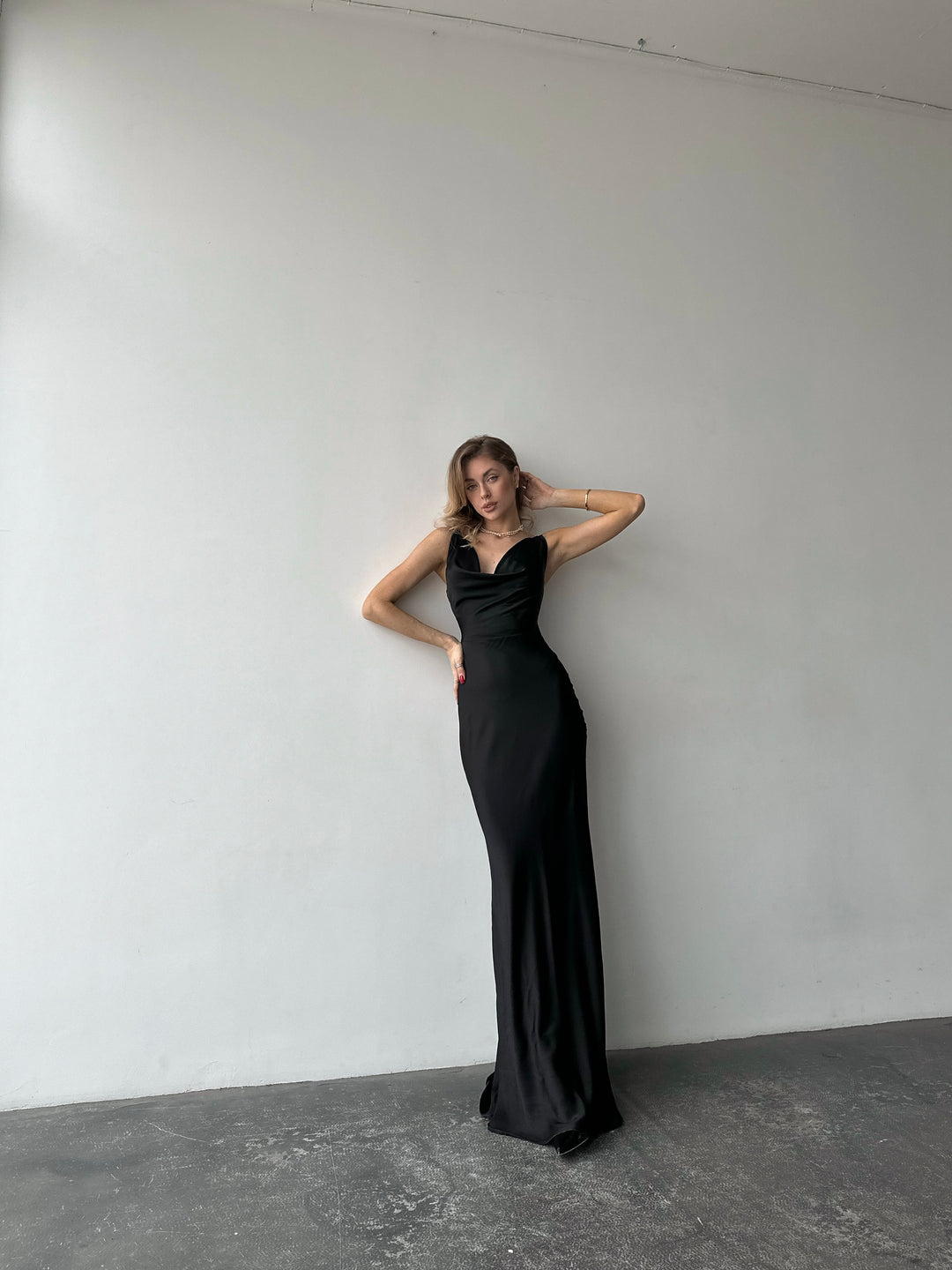 Angel Maxi Silk slip Dress Black