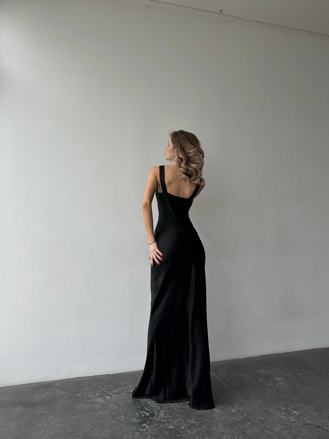 Angel Maxi Silk slip Dress Black
