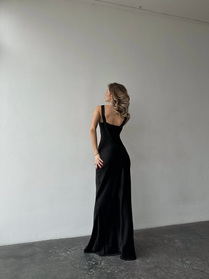 Angel Maxi Silk slip Dress Black