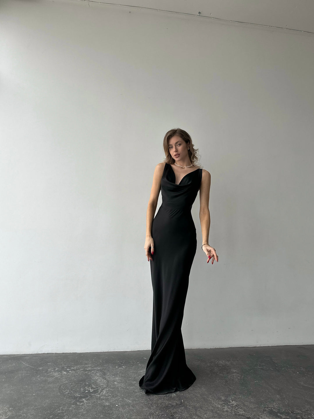 Angel Maxi Silk slip Dress Black
