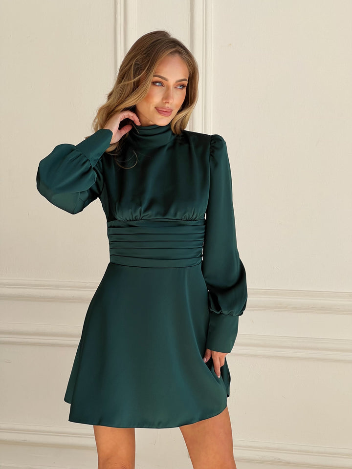 Mirage Green Silk Mini Dress Emerald