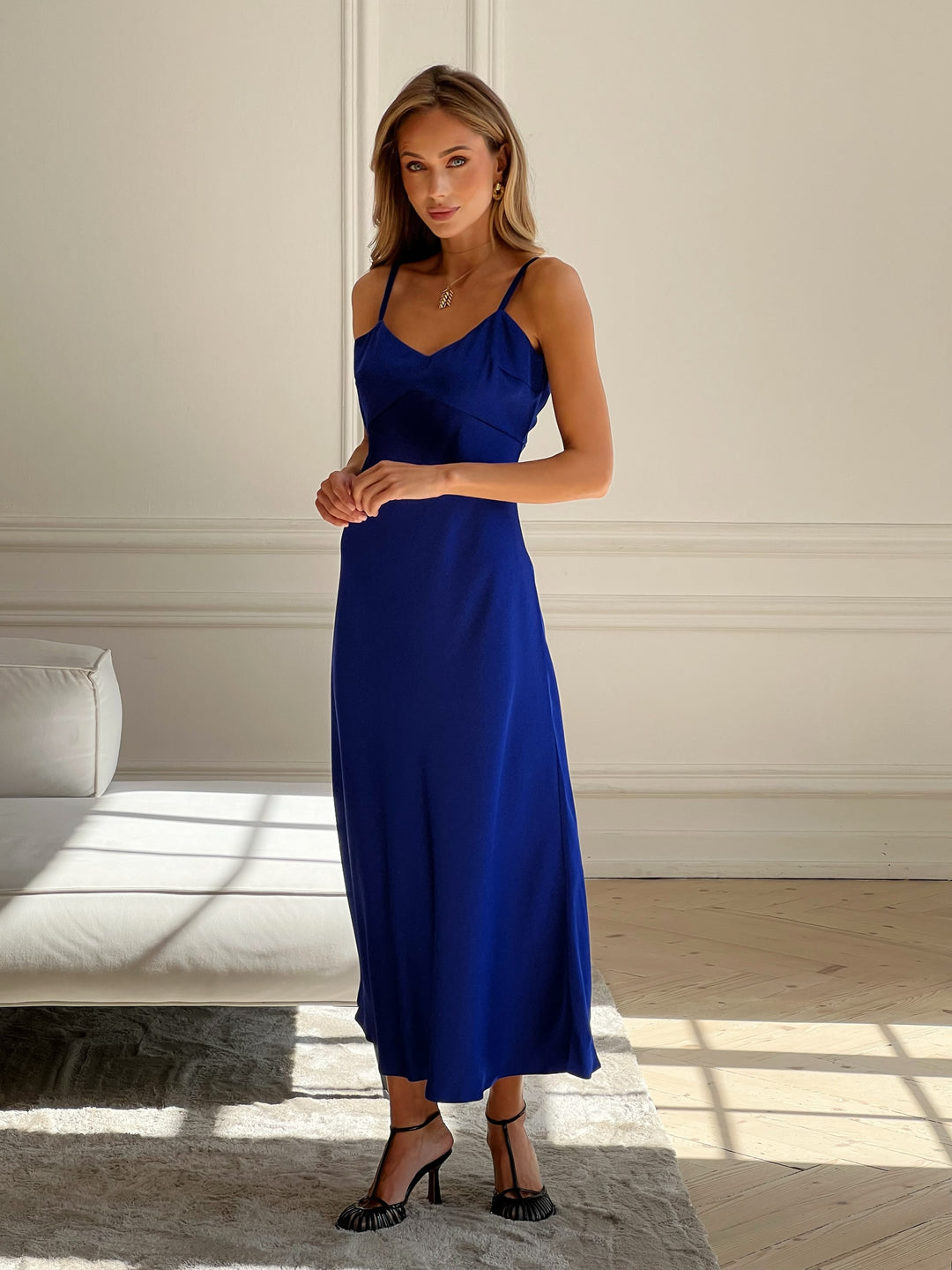 Bogemia Silk Slip Dress Royal Blue