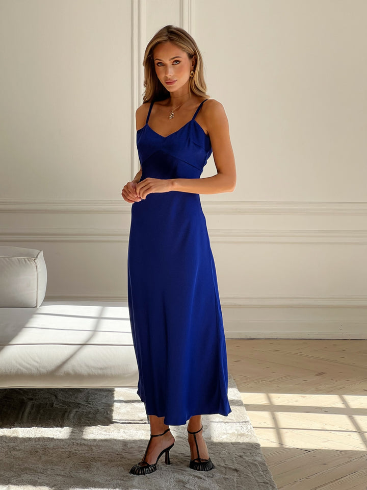 Bogemia Silk Slip Dress Royal Blue