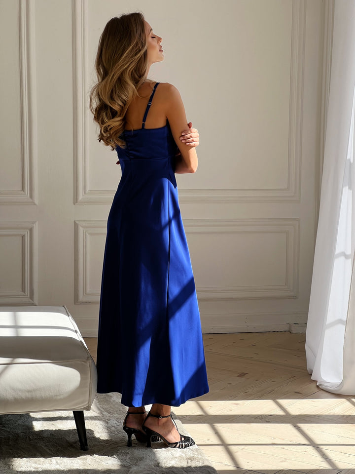 Bogemia Silk Slip Dress Royal Blue