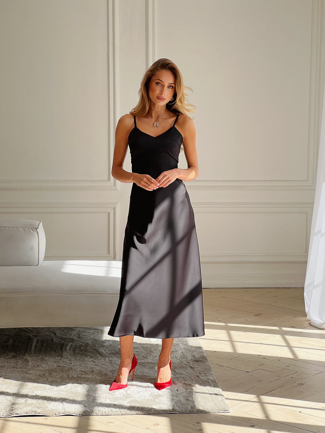 Bogemia Silk Slip Dress Black