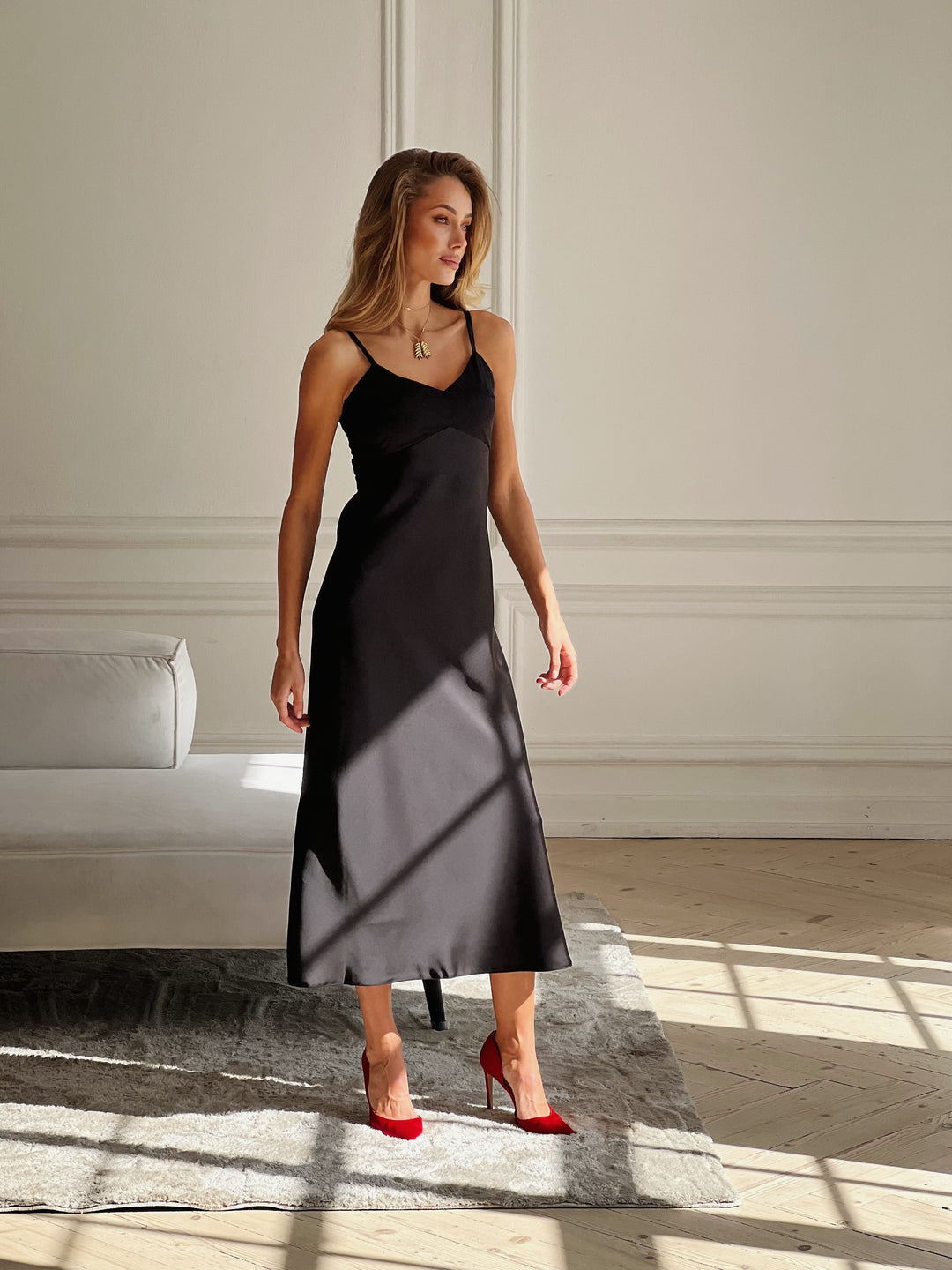 Bogemia Silk Slip Dress Black