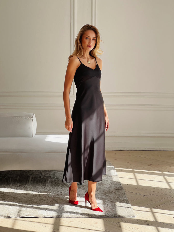 Bogemia Silk Slip Dress Black