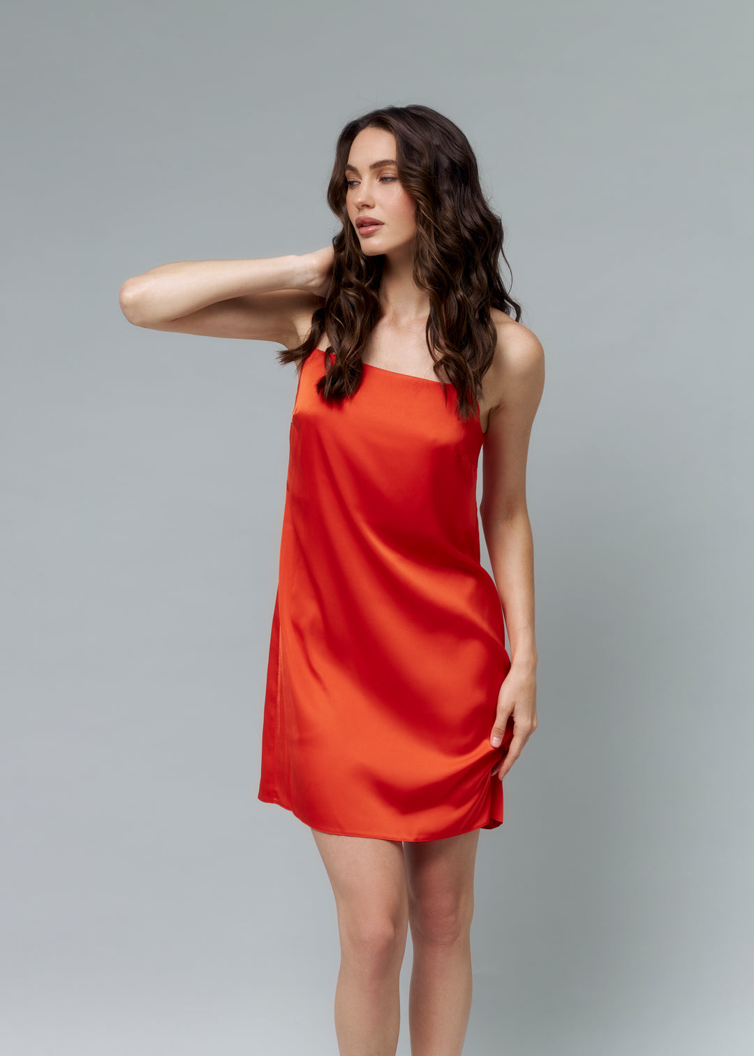 Madeleine silk slip mini dress Orange