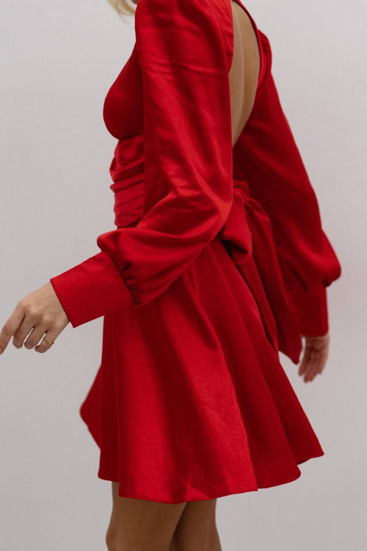Mirage Silk Mini Dress open back Red
