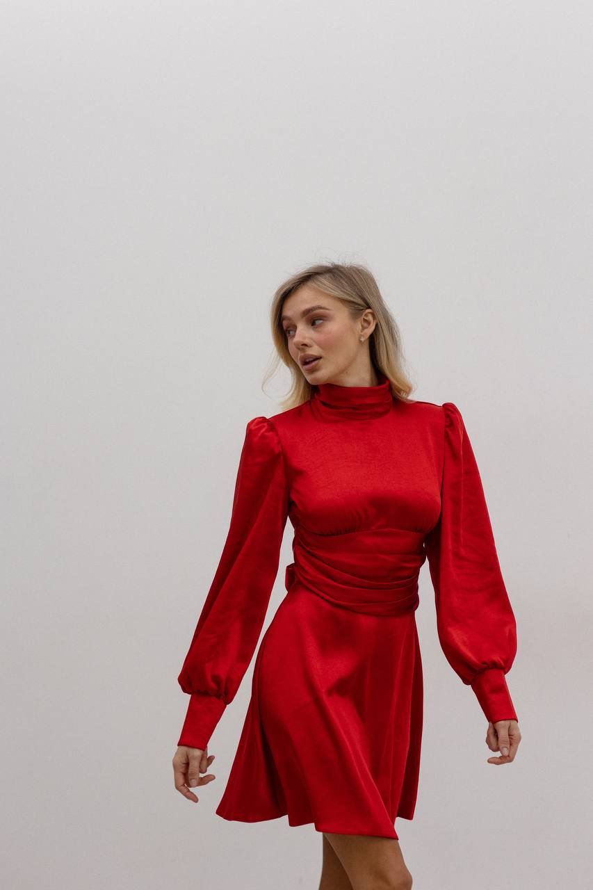 Mirage Silk Mini Dress open back Red