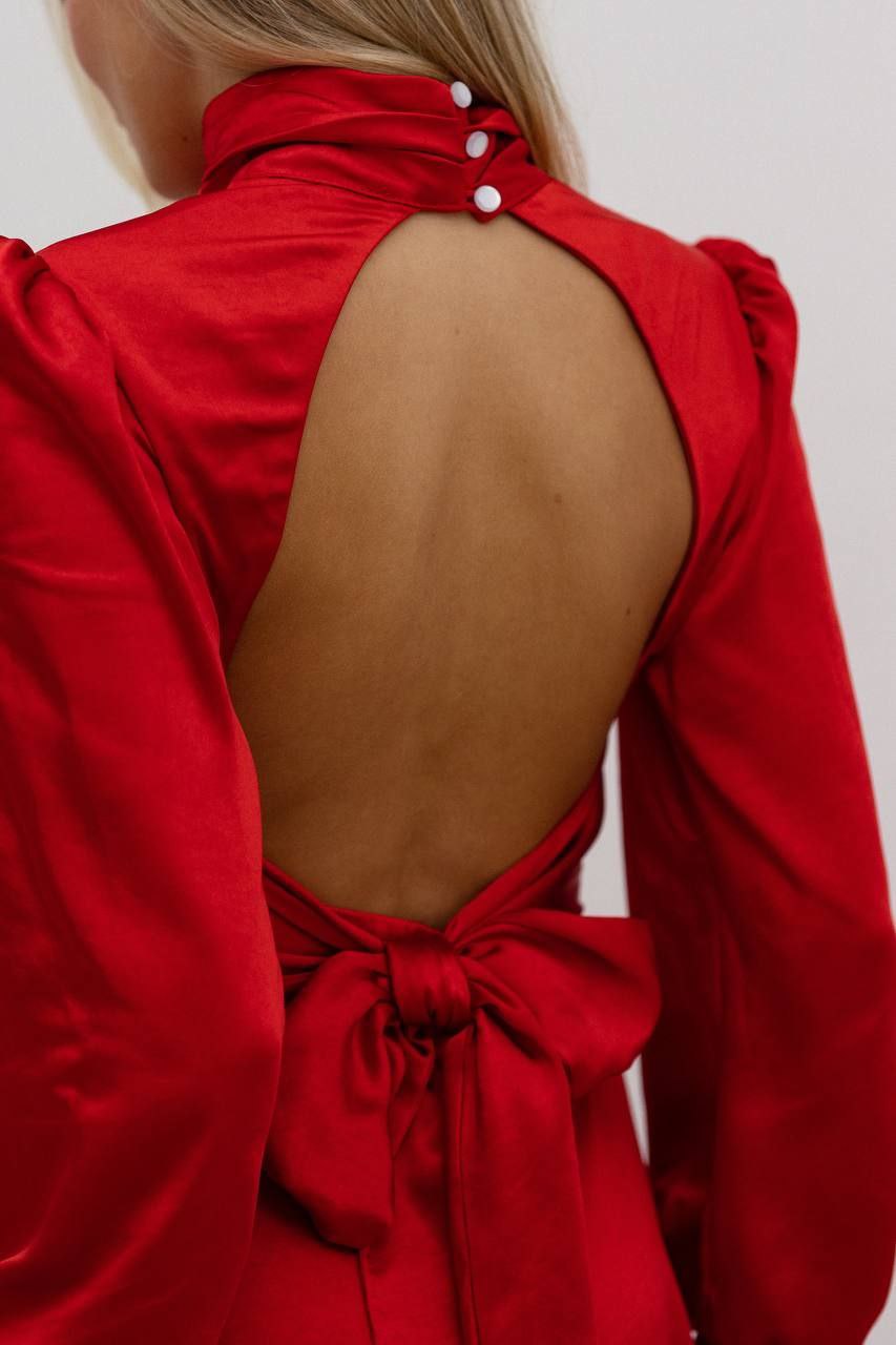 Mirage Silk Mini Dress open back Red