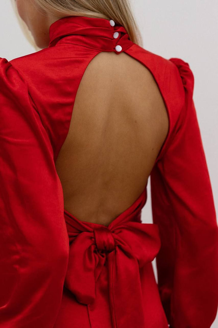 Mirage Silk Mini Dress open back Red