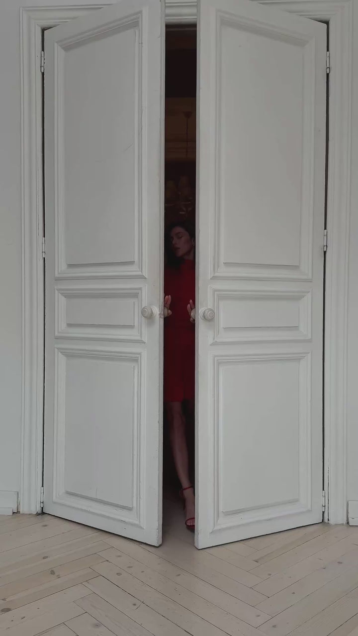 Mirage Silk Mini Dress open back Red