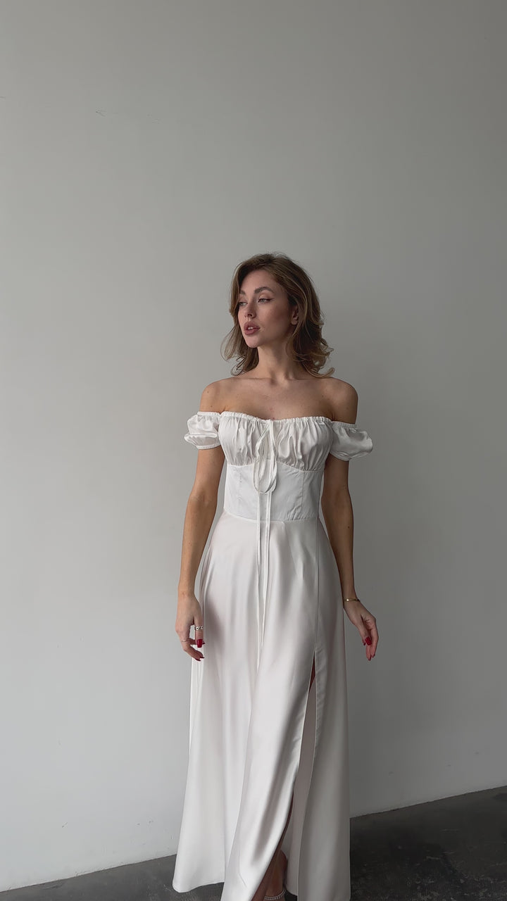 Loa Satin Maxi Dress White