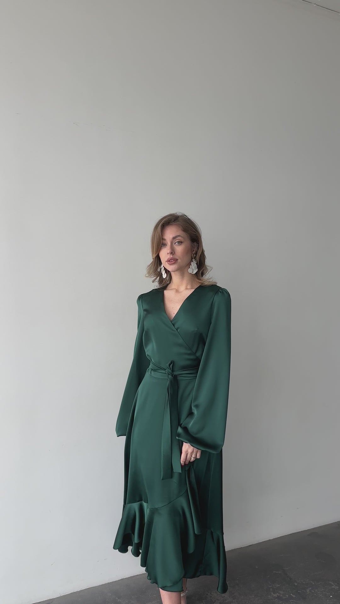 Bella Silk Wrap Dress Emerald Green