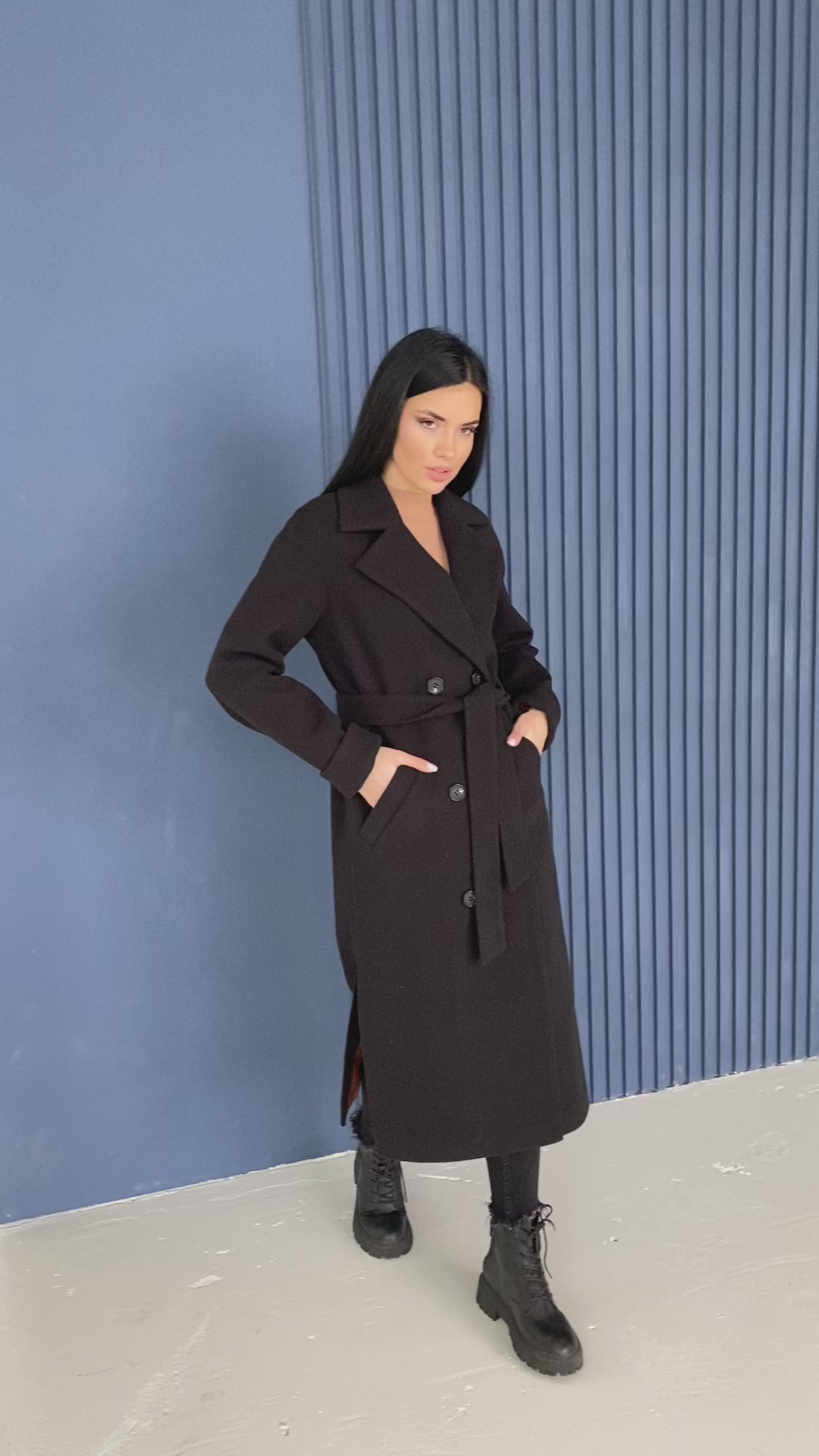 Toronto wool buttoned coat black